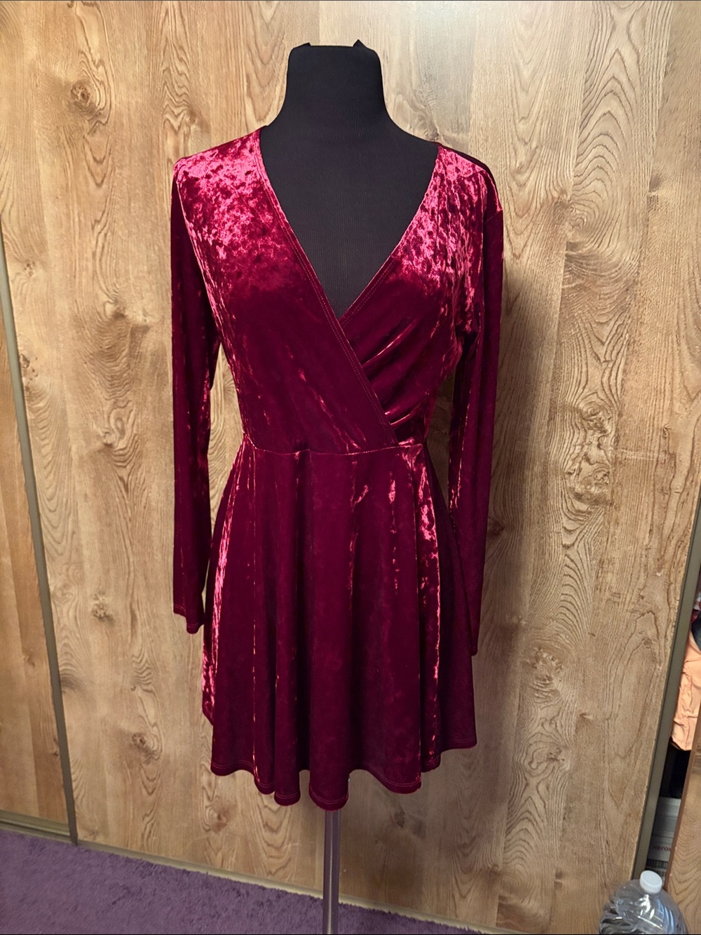Velvet Wrap Skater Dress - Burgundy from Forever 21